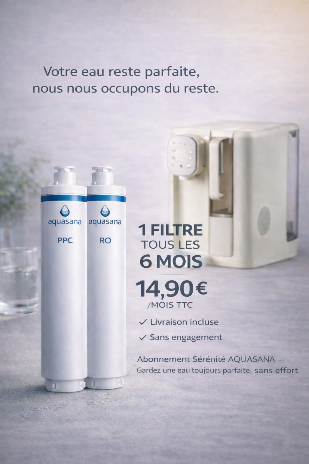 Suscripción LIVO Serenity: mantén tu agua siempre perfecta, sin esfuerzo
