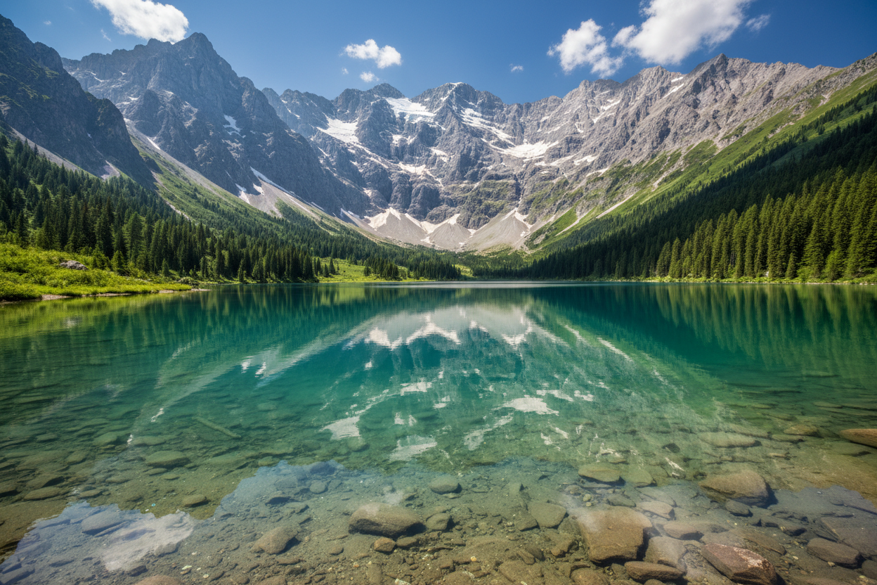 image montagne avec de l'eau pure